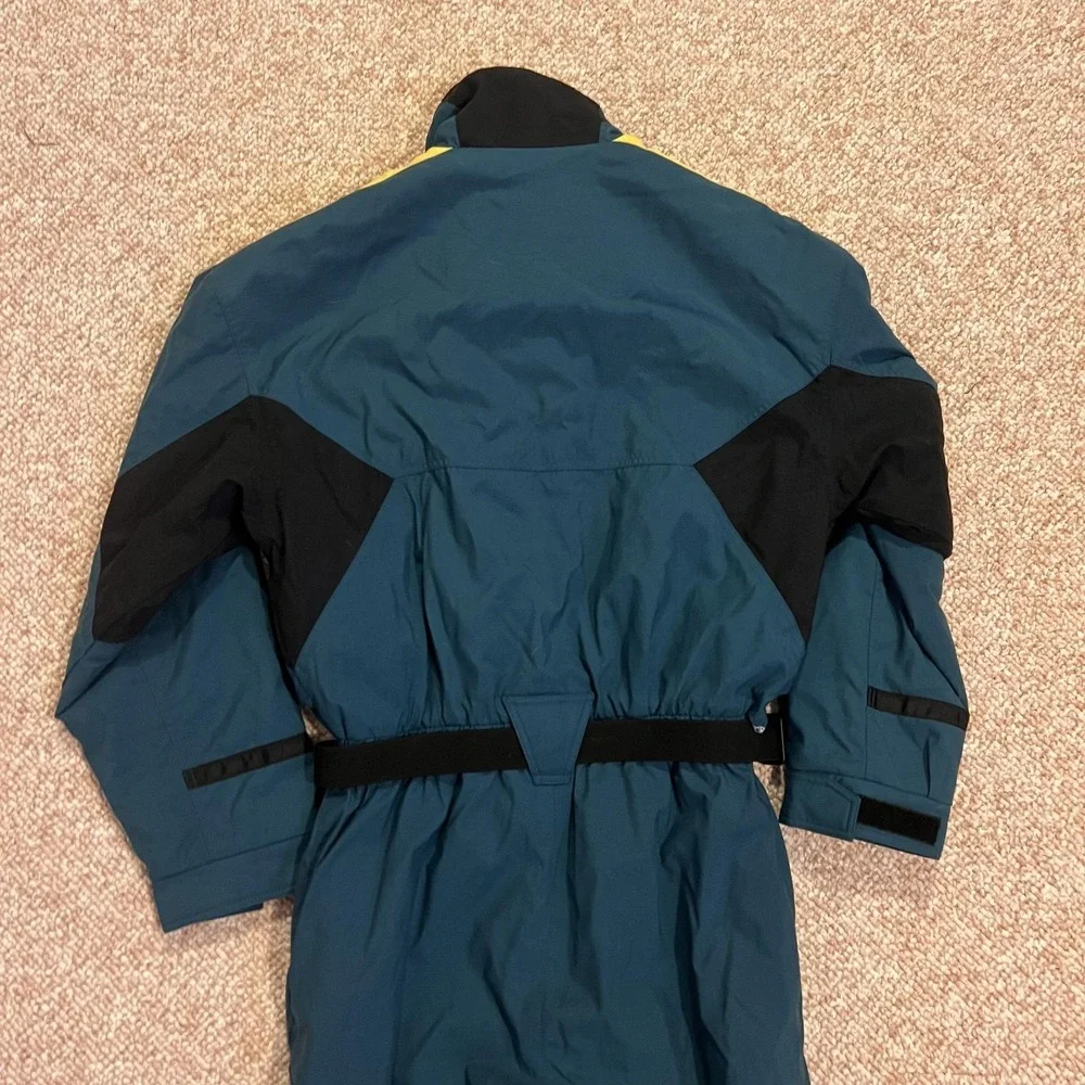 Vintage Tyrolia Ski Suit Mens M Blue Colorblock One Piece Belted Snow Ski